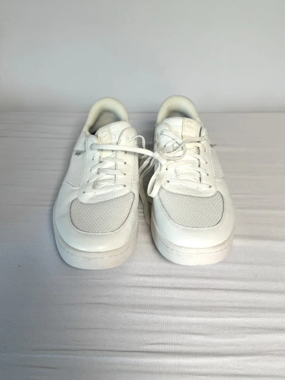 Men's 12 Kizik Oslo Hands-Free Sneakers White Leather Mesh Athletic Shoes